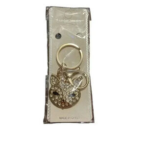 METAL CAT RHINESTONE KEYCHAIN